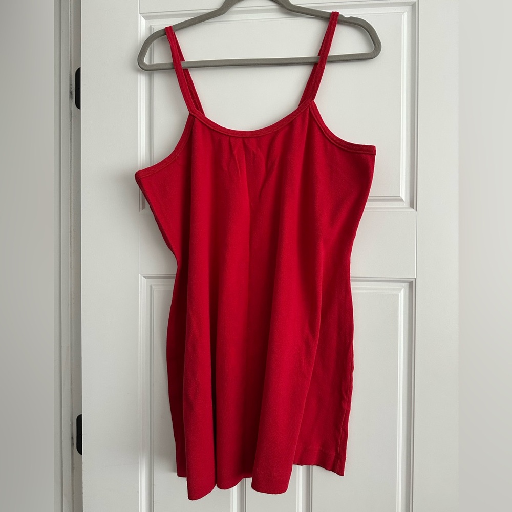 Women’s plus size sleep chemise size XXL stretchy red knit.